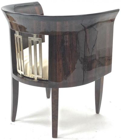 Gio Ponti Gio Ponti rarest art deco pair of arm chair with silver bronze back insert