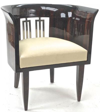 Gio Ponti Gio Ponti rarest art deco pair of arm chair with silver bronze back insert