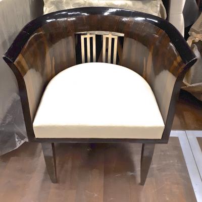 Gio Ponti Gio Ponti rarest art deco pair of chair with silver back harp and veneer wood