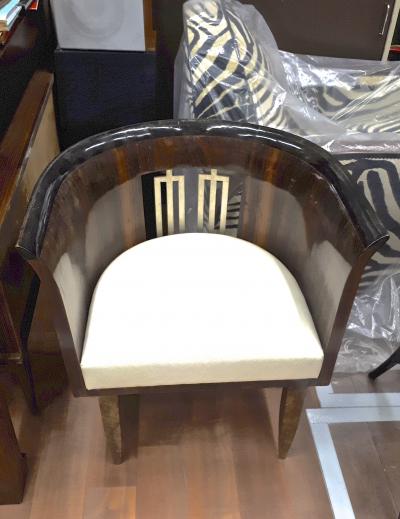 Gio Ponti Gio Ponti rarest art deco pair of chair with silver back harp and veneer wood