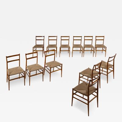 Gio Ponti Gio Ponti set of twelve Leggera chairs with rope seat Cassina Italy 1951