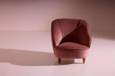 Gio Ponti Gio Ponti walnut and velvet pair of lounge chairs by Casa e Giardino Italy 1936