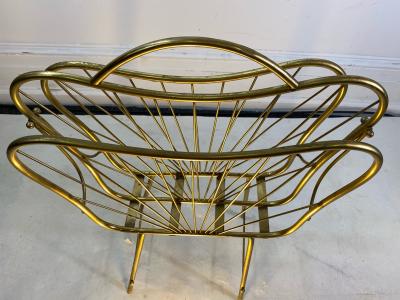 Gio Ponti ITALIAN MID CENTURY MODERNIST BRASS MAGAZINE RACK IN THE MANNER OF GIO PONTI