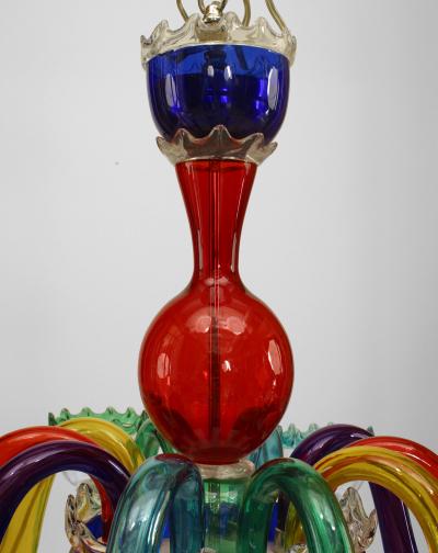 Gio Ponti Italian 1950s Mutlicolored Murano Glass Chandelier