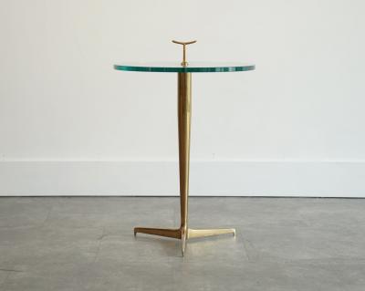 Gio Ponti Italian Brass Glass Side Table in the Style of Gio Ponti