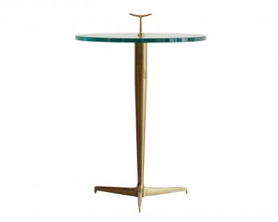 Gio Ponti Italian Brass Glass Side Table in the Style of Gio Ponti