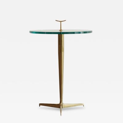 Gio Ponti Italian Brass Glass Side Table in the Style of Gio Ponti