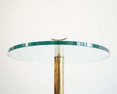Gio Ponti Italian Brass Glass Side Tables in the Style of Gio Ponti