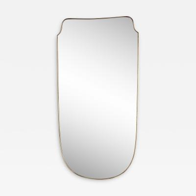 Gio Ponti Italian Brass Shield Mirror in the Style of Gio Ponti