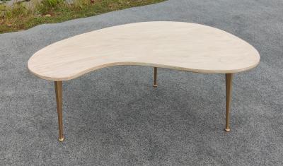 Gio Ponti Italian Freeform Calacatta Marble Coffee or Cocktail Table Brass Sputnik Legs