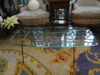 Gio Ponti Italian Gio Ponti Inspired Bronze and Glass Cocktail Table