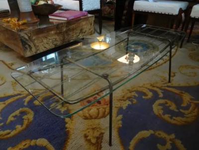 Gio Ponti Italian Gio Ponti Inspired Bronze and Glass Cocktail Table