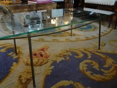 Gio Ponti Italian Gio Ponti Inspired Bronze and Glass Cocktail Table