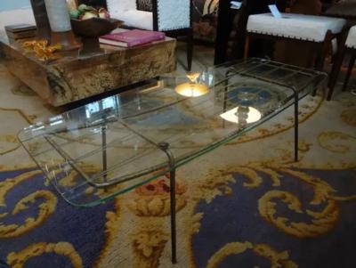 Gio Ponti Italian Gio Ponti Inspired Bronze and Glass Cocktail Table