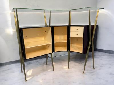 Gio Ponti Italian Mid Century Cocktail Bar Set with Cabinet Gio Ponti Design Style 1950s