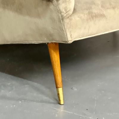 Gio Ponti Italian Mid Century Modern Gio Ponti Style Sofa Settee Velvet Walnut 1950s