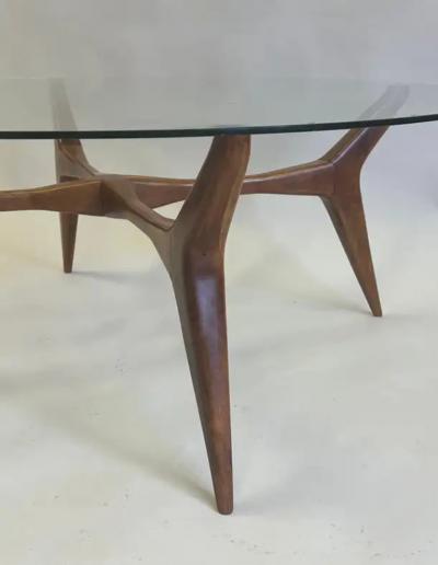 Gio Ponti Italian Mid Century Modern Walnut Glass Circular Coffee Table by Gio Ponti
