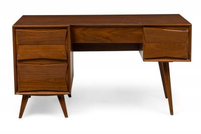 Gio Ponti Italian Mid Century Walnut Ponti Style Desk