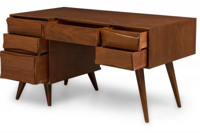 Gio Ponti Italian Mid Century Walnut Ponti Style Desk