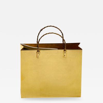 Gio Ponti Italian Midcentury Brass Shopping Bag Tote in the Manner of Gio Ponti circa 1950