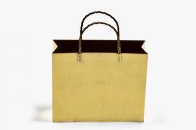 Gio Ponti Italian Midcentury Brass Shopping Bag Tote in the Manner of Gio Ponti circa 1970