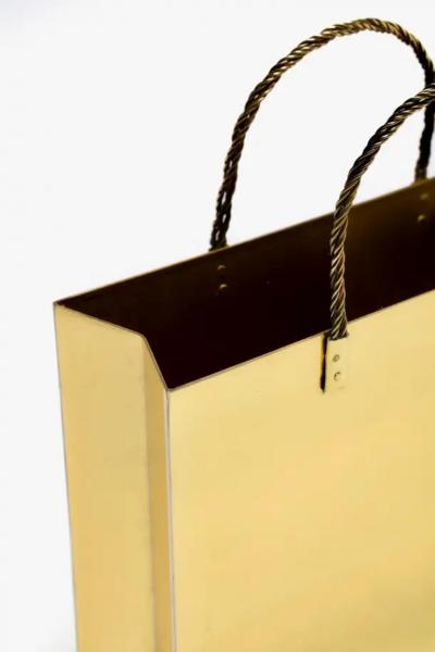Gio Ponti Italian Midcentury Brass Shopping Bag Tote in the Manner of Gio Ponti circa 1970