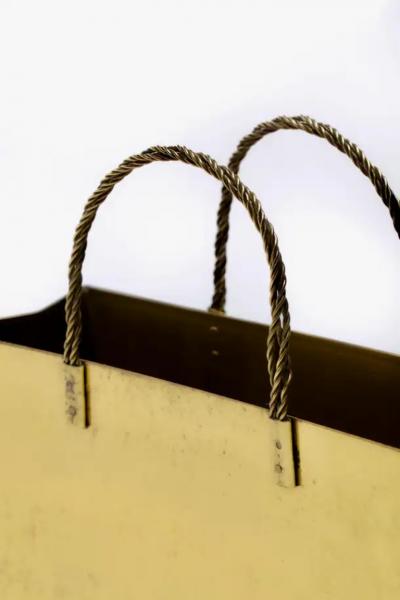 Gio Ponti Italian Midcentury Brass Shopping Bag Tote in the Manner of Gio Ponti circa 1970
