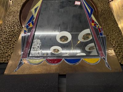 Gio Ponti Italian Modern Brass And Enamel Mirror