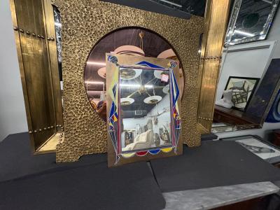Gio Ponti Italian Modern Brass And Enamel Mirror