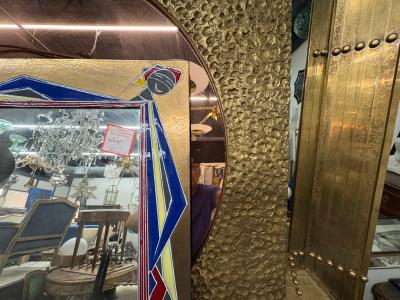 Gio Ponti Italian Modern Brass And Enamel Mirror