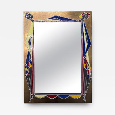 Gio Ponti Italian Modern Brass And Enamel Mirror