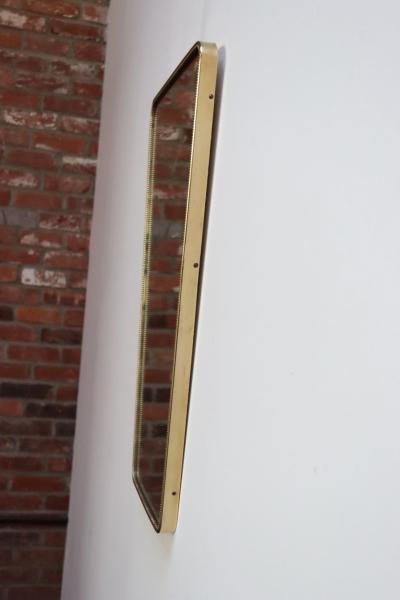 Gio Ponti Italian Modern Contour Wall Mirror with Beaded Brass Frame after Gio Ponti