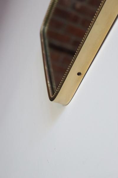 Gio Ponti Italian Modern Contour Wall Mirror with Beaded Brass Frame after Gio Ponti