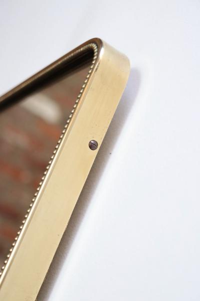 Gio Ponti Italian Modern Contour Wall Mirror with Beaded Brass Frame after Gio Ponti