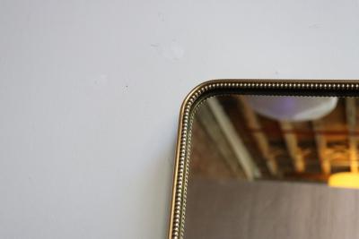 Gio Ponti Italian Modern Contour Wall Mirror with Beaded Brass Frame after Gio Ponti