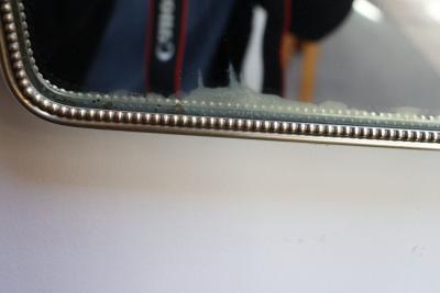 Gio Ponti Italian Modern Contour Wall Mirror with Beaded Brass Frame after Gio Ponti