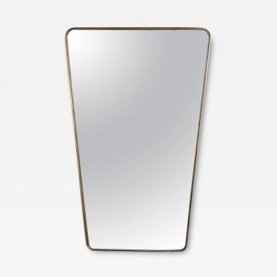 Gio Ponti Italian Modern Contour Wall Mirror with Beaded Brass Frame after Gio Ponti
