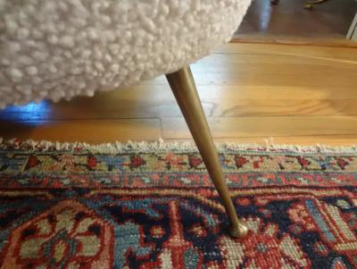 Gio Ponti Italian Modern Curved Loveseat with Brass Legs circa 1950