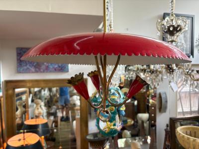 Gio Ponti Italian Modern Enamel And Brass Pendant