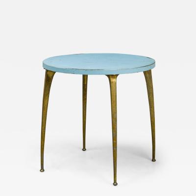 Gio Ponti Italian Modern Enameled Wood Brass Center Breakfast Table Style of Ponti
