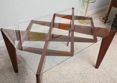 Gio Ponti Italian Modern Mahogany and Glass Dining Table Gio Ponti