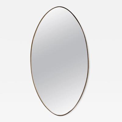 Gio Ponti Italian Modern Oval Wall Mirror with Brass Frame after Gio Ponti