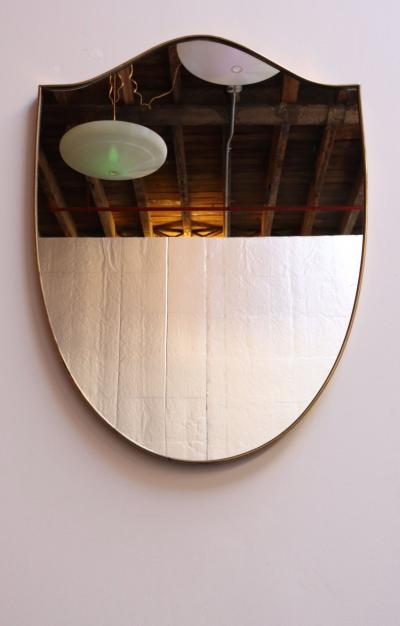 Gio Ponti Italian Modernist Ramati Shield Mirror by Vetreria Bonardi