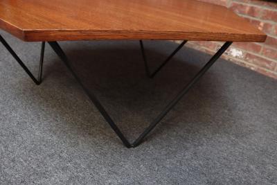 Gio Ponti Italian Modernist Walnut and Iron Hexagonal Coffee Table by Gio Point for Isa