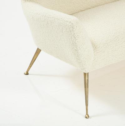 Gio Ponti Italian Settee with Brass Legs Gio Ponti for Casa e Giardino