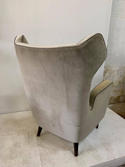 Gio Ponti Italian Wing Back Armchairs in the Style of Ponti Pair