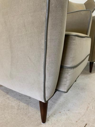 Gio Ponti Italian Wing Back Armchairs in the Style of Ponti Pair