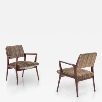 Gio Ponti Italian armchair pair Attributed to Gio Ponti in Original Velvet