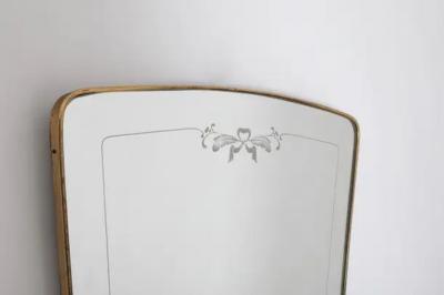 Gio Ponti Italian early 1950s brass frame wall mirror with etching