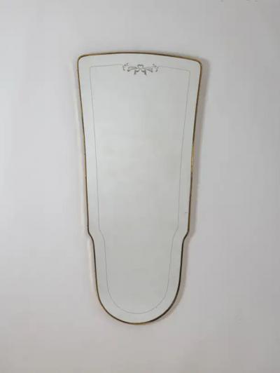 Gio Ponti Italian early 1950s brass frame wall mirror with etching